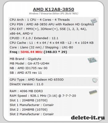APU AMD Llano A8-3850   5 